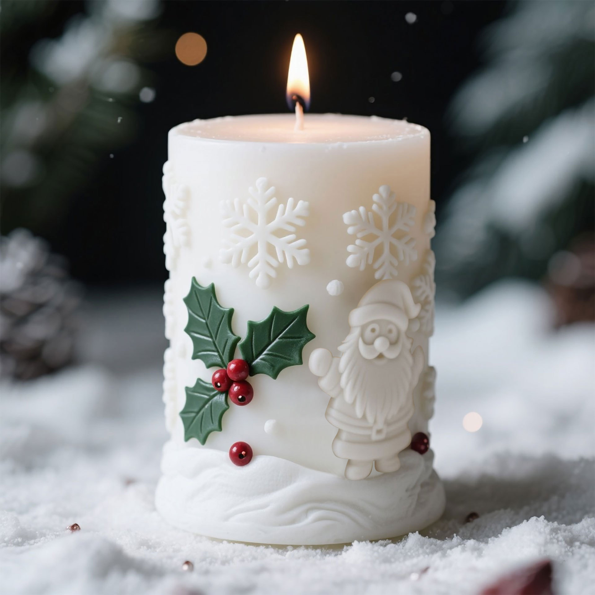 Candle Supplies Shop - 3D Relief Cylinder Christmas Snowflake Elk