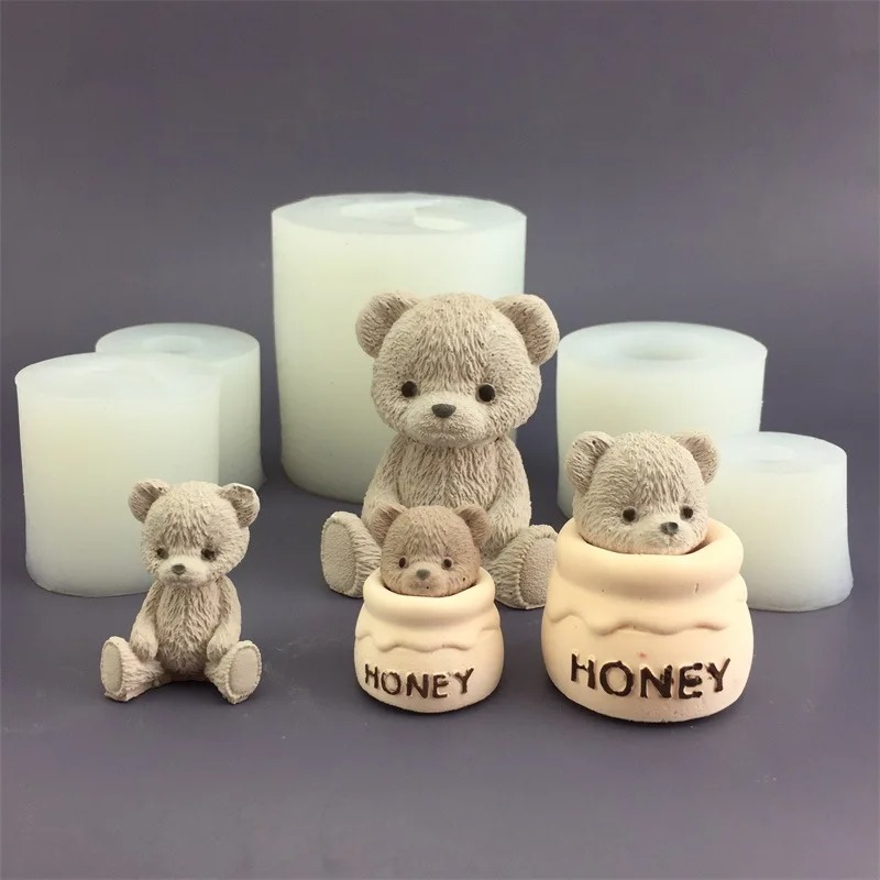Candle Supplies Shop - Cute Bear Honey Jar Silicone Candle