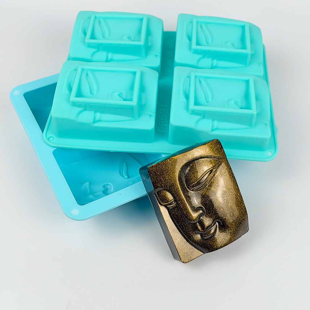 Candle Supplies Shop - 4 Holes Buddha Portrait Soap Mold